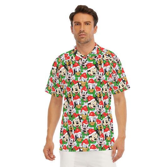 Mouse Friends in Santa Hats - Men's Polo Shirt