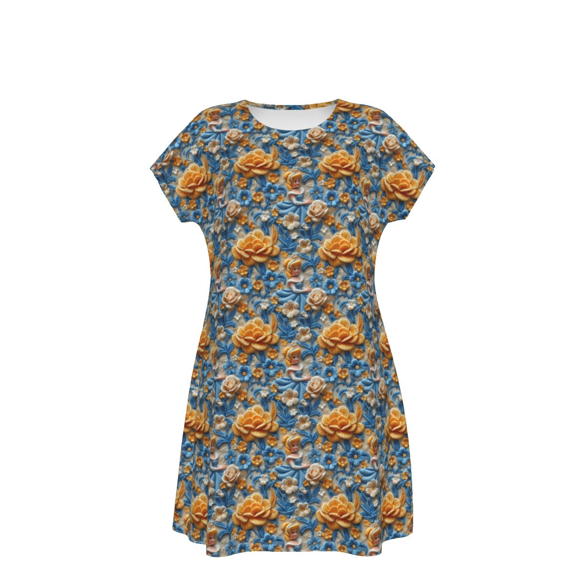 Regal Embroidered Royal Maiden - Women's T-Shirt Dress