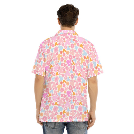 Retro Floral Mouse - Men's Hawaiian Button Up Shirt