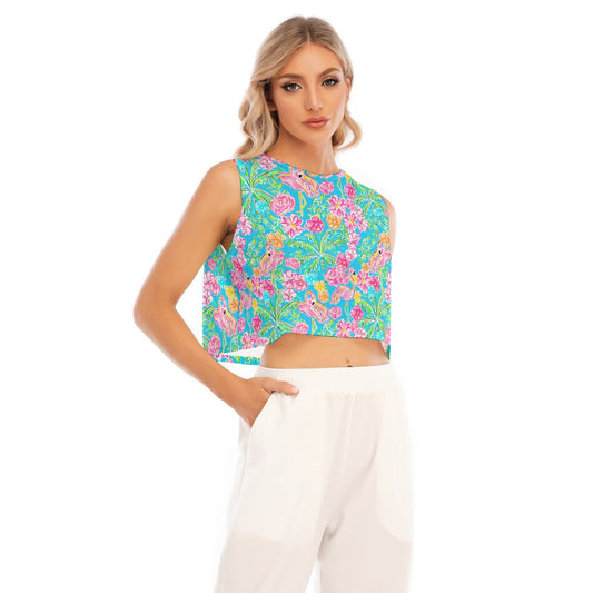 Flamingo Fiesta - Women’s Sleeveless Cropped Tee