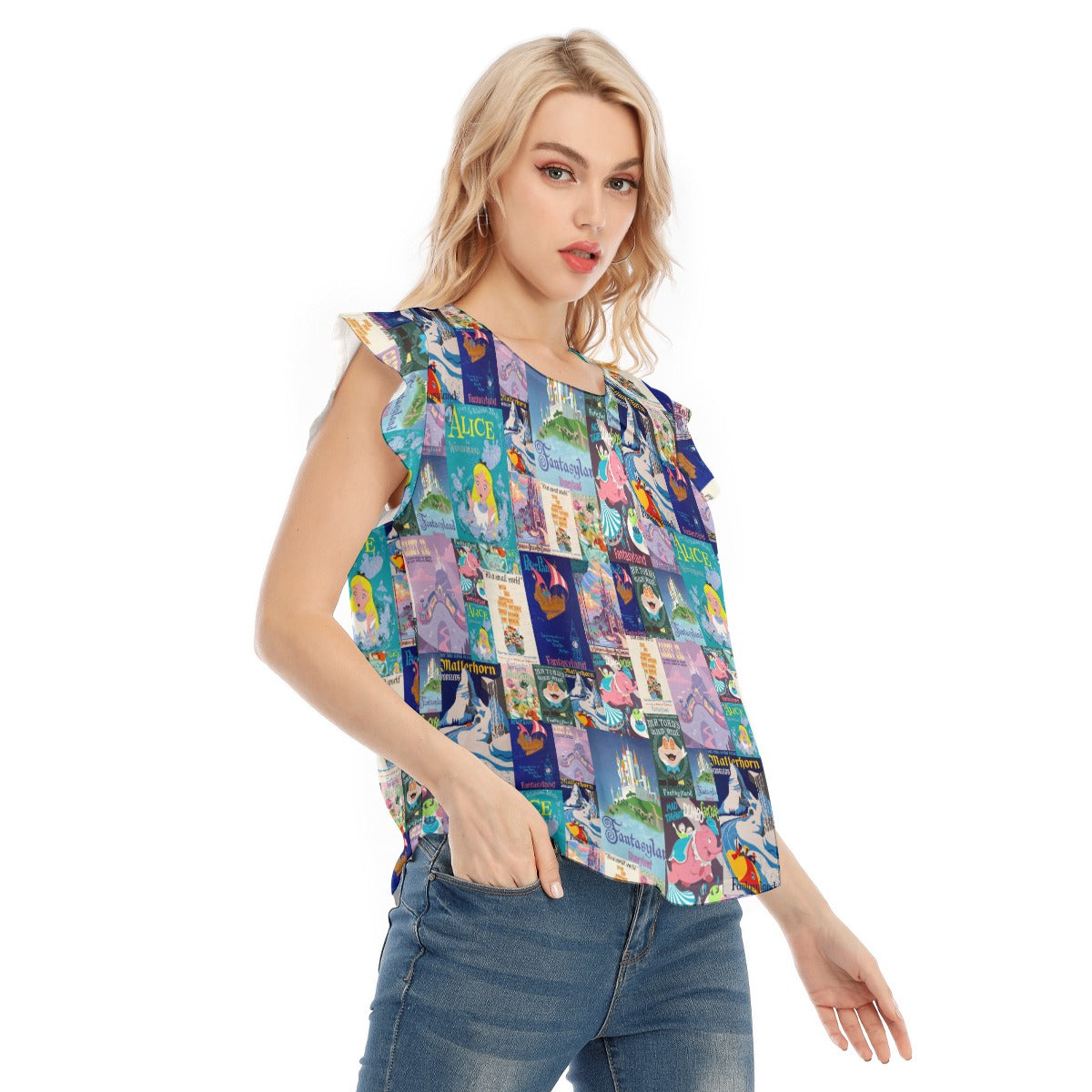 Vintage Fantasy Ride Posters - Women’s Flutter Sleeve Top