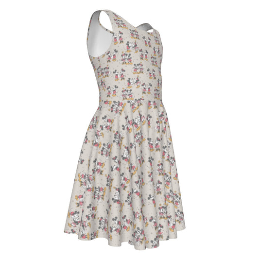 Retro Mouse & Partnernnie - Kid's Sleeveless Skater Dress