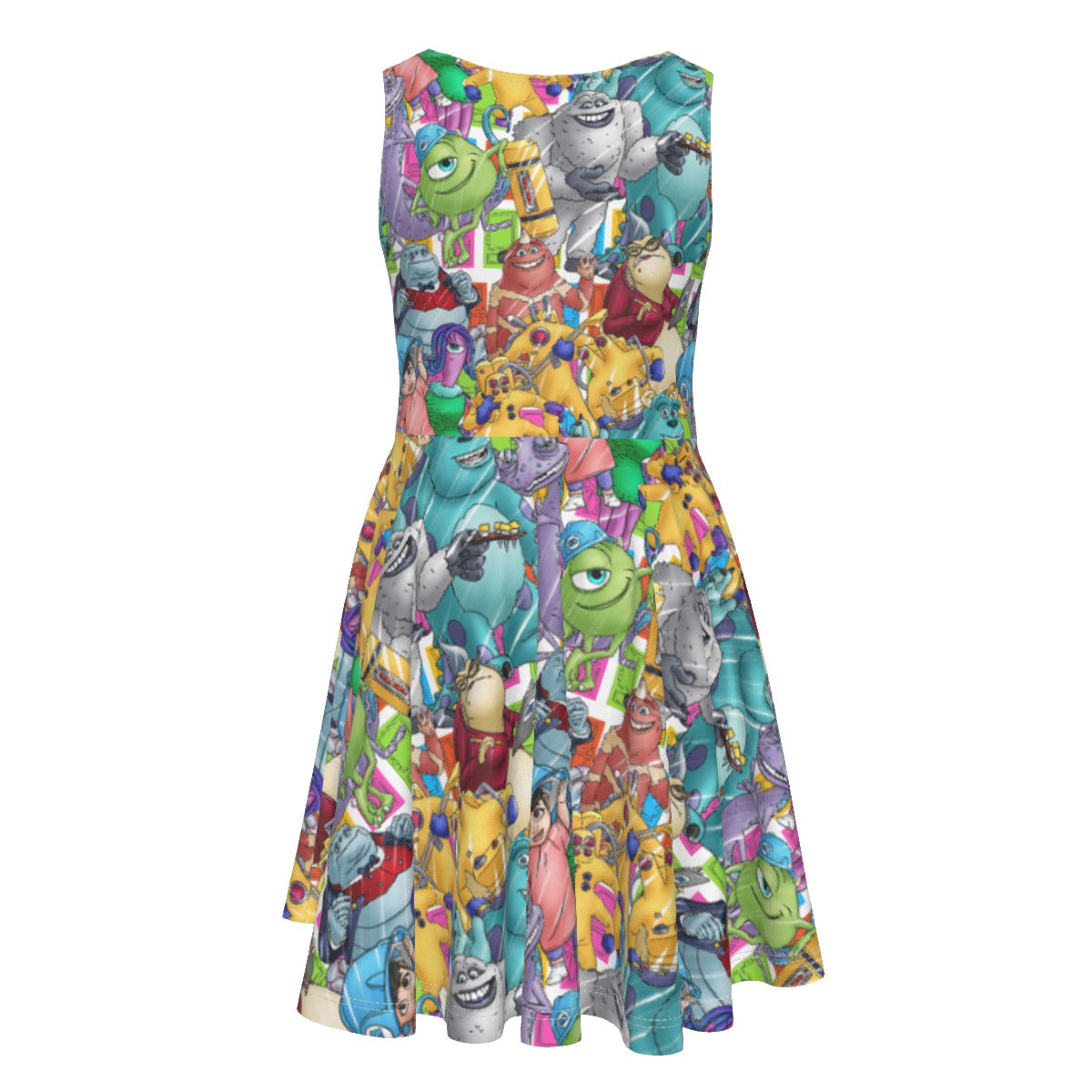 Monster Mayhem Sketched - Kid's Sleeveless Skater Dress
