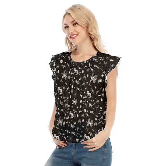 Epic Space Battle Ships - Women’s Flutter Sleeve Top
