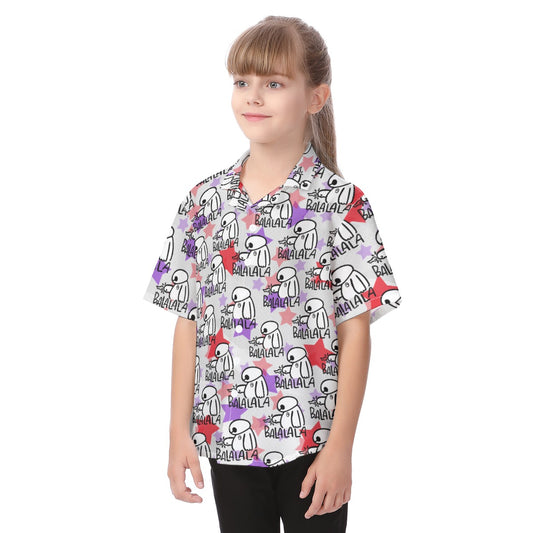 White Robot Balala - Kid's Hawaiian Button Up Shirt