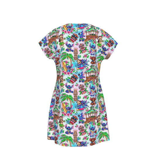 Bright Island Chaos Hand Drawn - Women's T-Shirt Dress