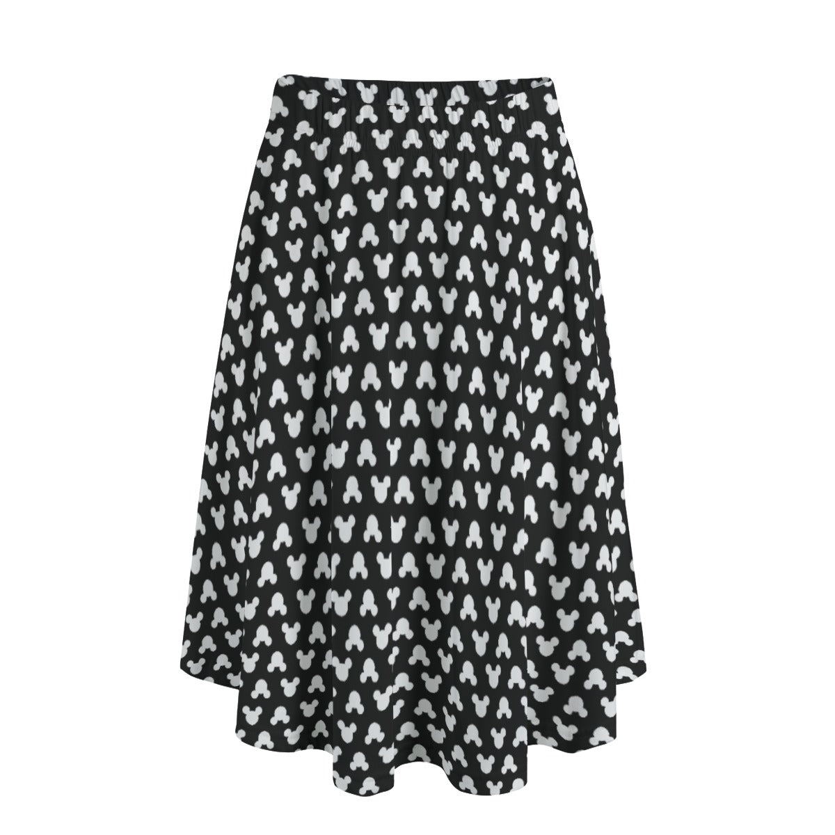 Playful Polka Dot Ears Black - Women’s Pocket Midi Skirt