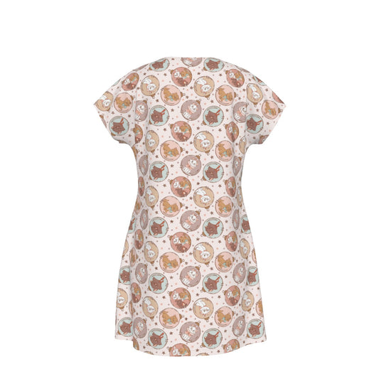 Festive Feline Baubles - Women's T-Shirt Dress