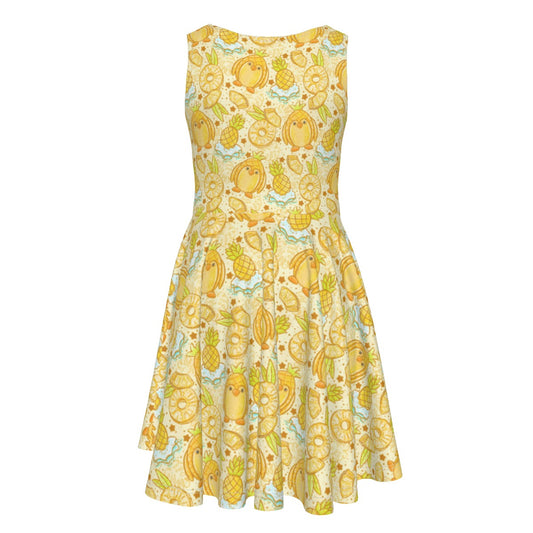 Fruitimals - Pineapple Penguins - Kid's Sleeveless Skater Dress