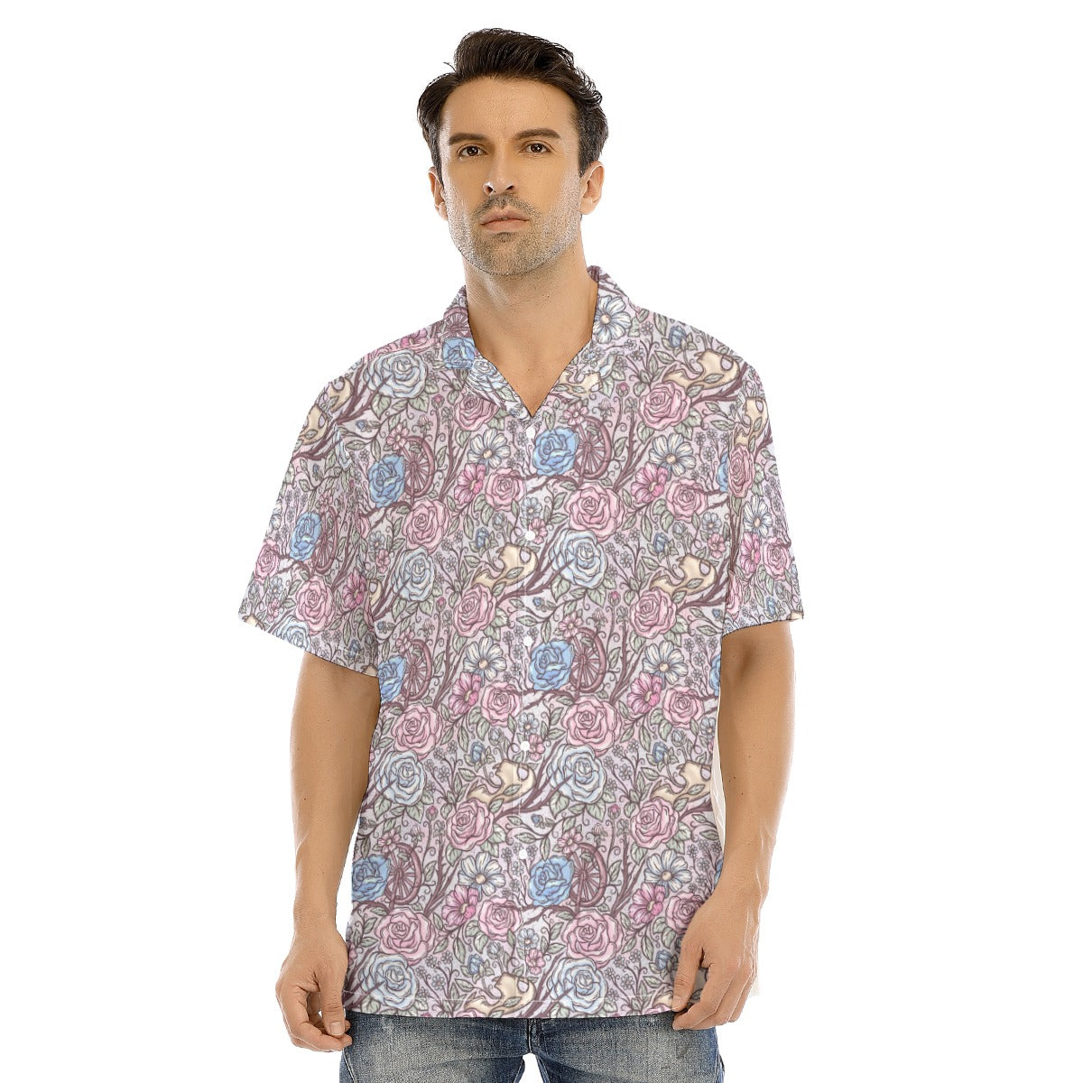 Fairytale Florals – Sleeping Enchantment - Men's Hawaiian Button Up Shirt