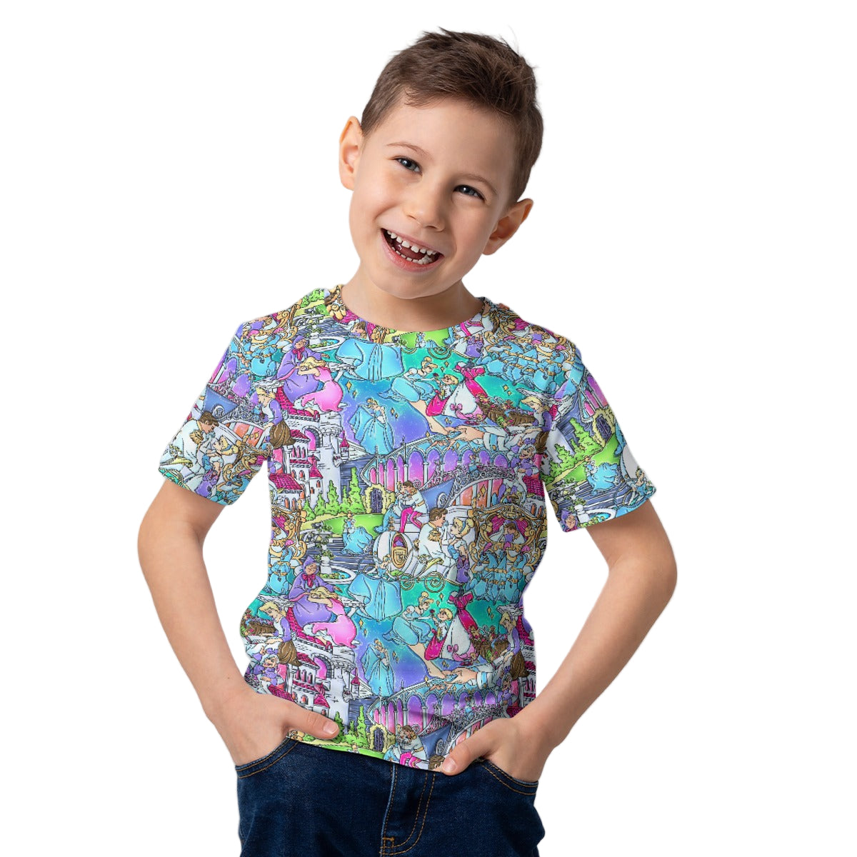 Glass Slipper Storybook Scenes - Kid’s Short Sleeve T-Shirt