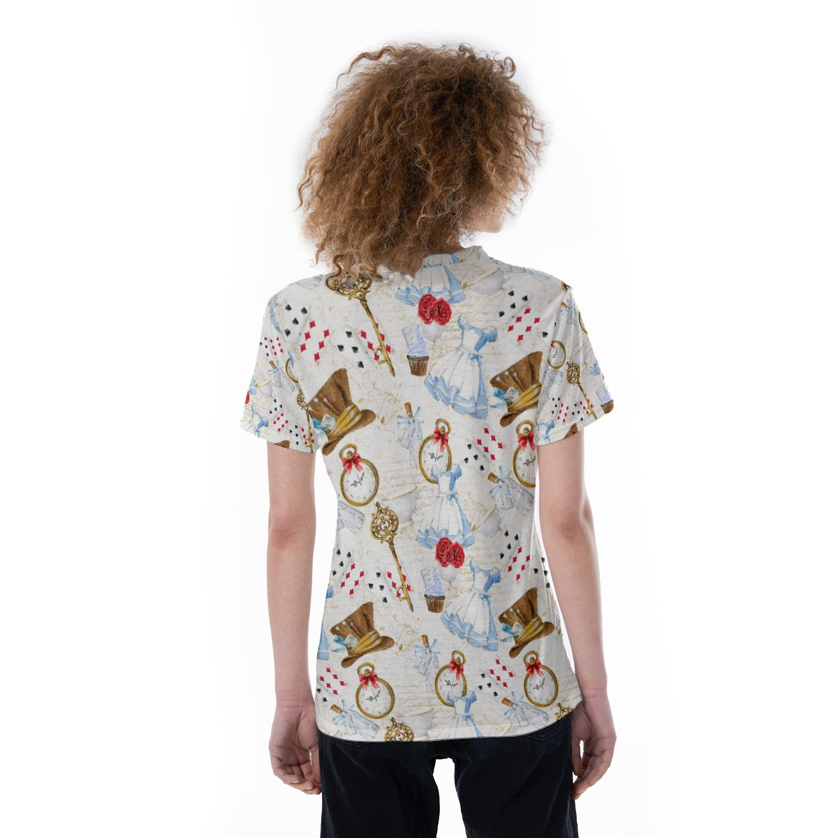 Curious Wonderland Icons - Women's Short Sleeve V-Neck T-Shirt