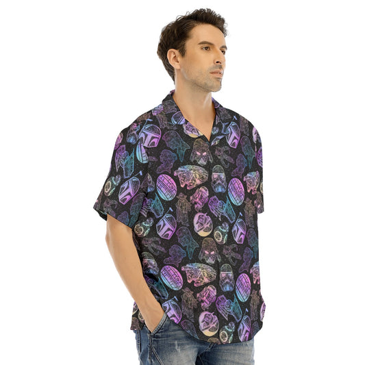 Watercolor Galactic Mandalas - Men's Hawaiian Button Up Shirt