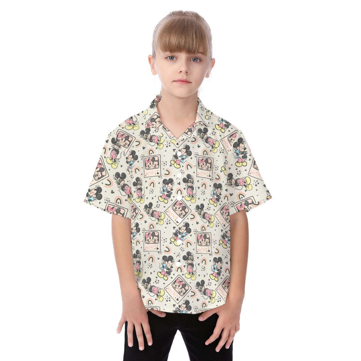 Happy Mickey - Kid's Hawaiian Button Up Shirt