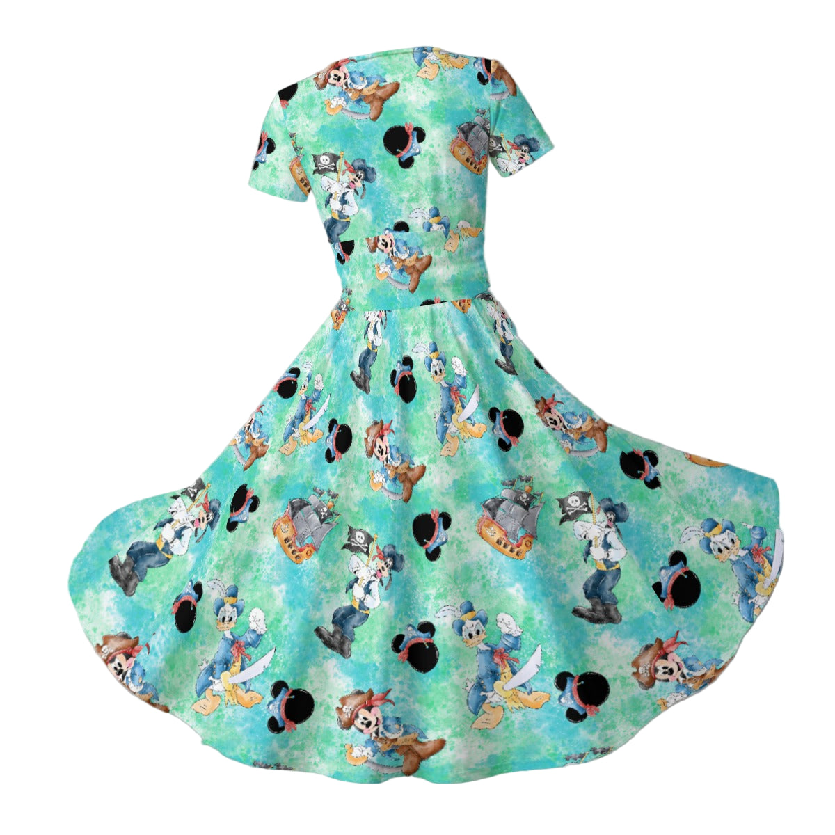 Pirate Crew Watercolor Adventure - Women's V-Neck Ruched Midi Dress