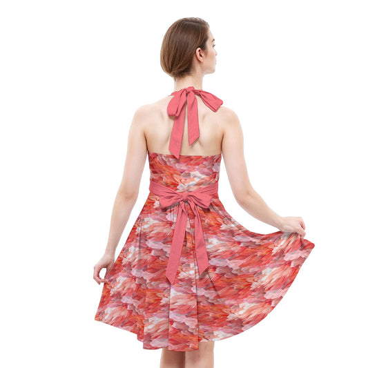 Animal Print - Flamingo - Women's Halter Vintage Pocket Dress