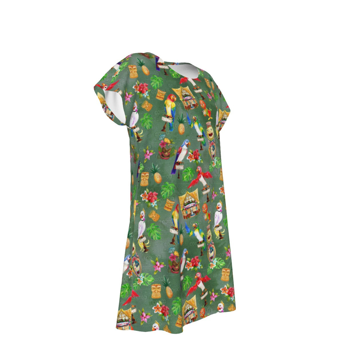 Orange Bird & Tiki Friends - Women's T-Shirt Dress