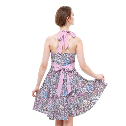 Fairytale Florals – Sleeping Enchantment - Women's Halter Vintage Pocket Dress