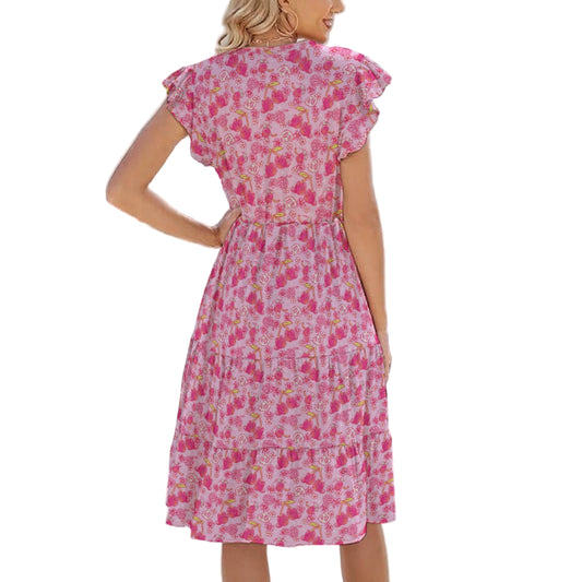 Fruitimals - Cherry Kittens - Women's Tiered Pocket Midi Dress