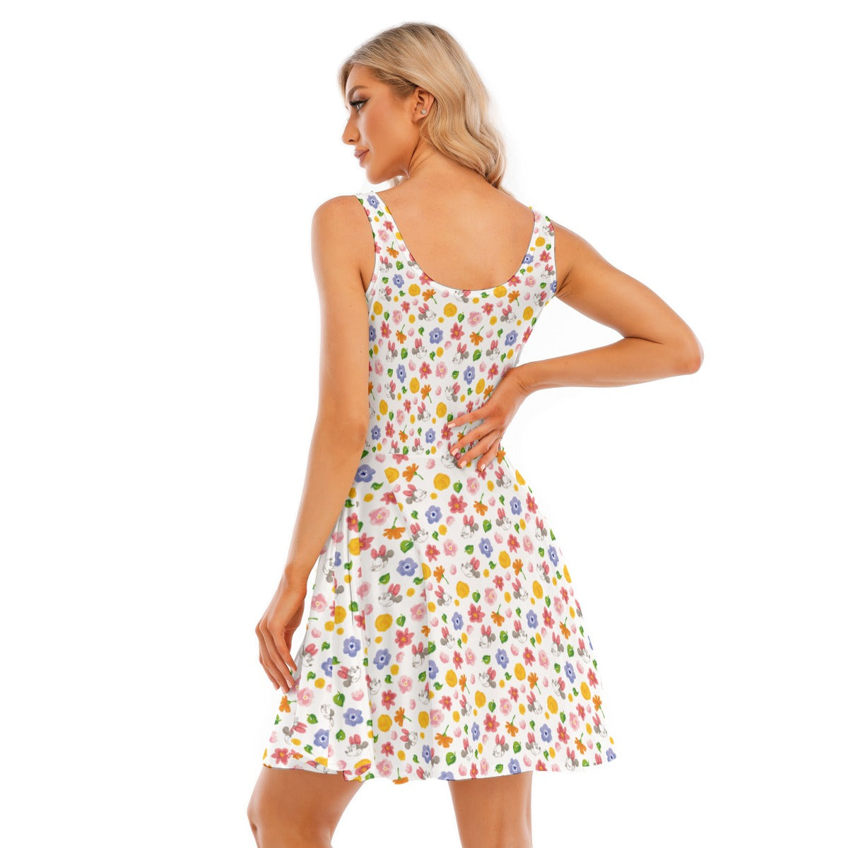 Floral Friends Springtime - Women's Sleeveless Pocket Skater Dress