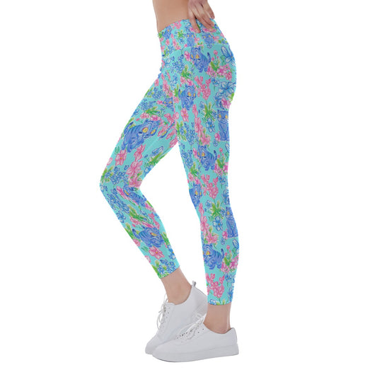 Derpy Tiger Blooms - Women's Yoga Leggings