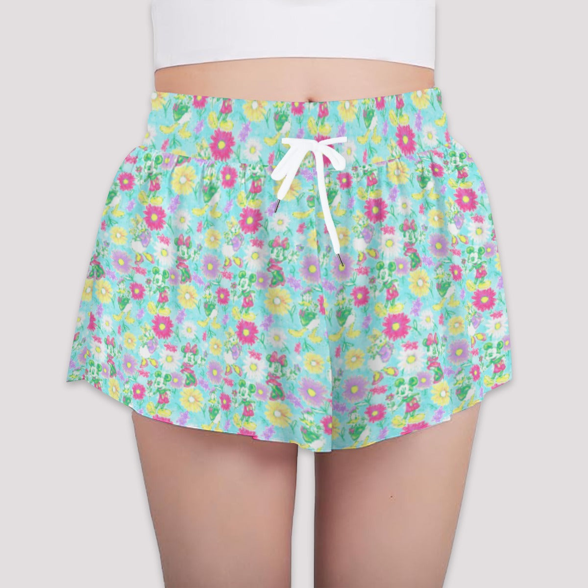 Neon Spring Floral Friendsends - Girls’ Flowy Pocket Shorts