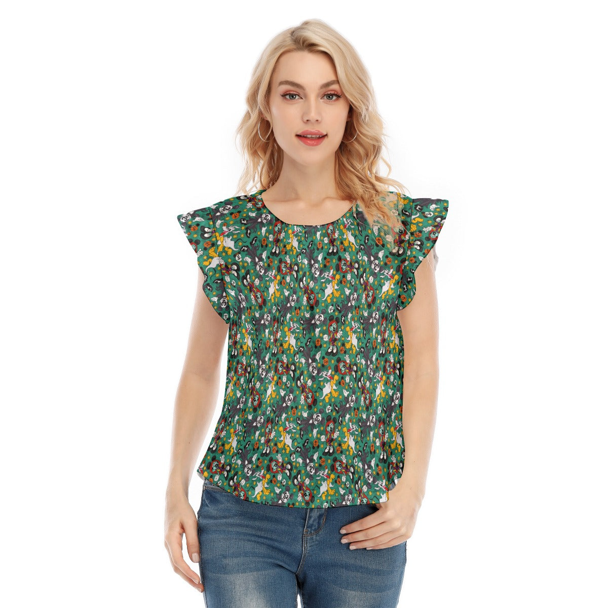 Beloved Couple as Spooky Pair - Women’s Flutter Sleeve Top