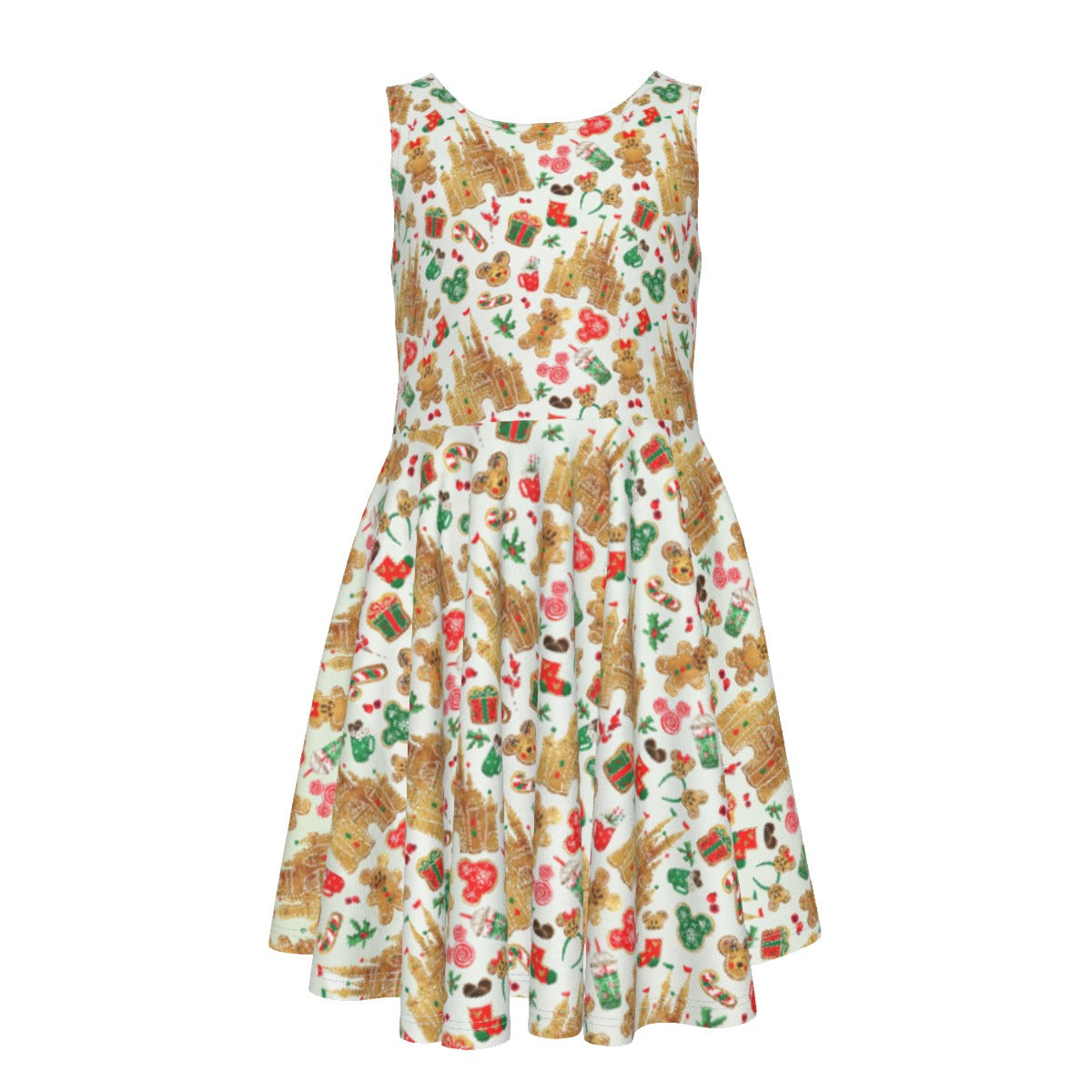 Gingerbread Castle Holiday Treats - Kid's Sleeveless Skater Dress