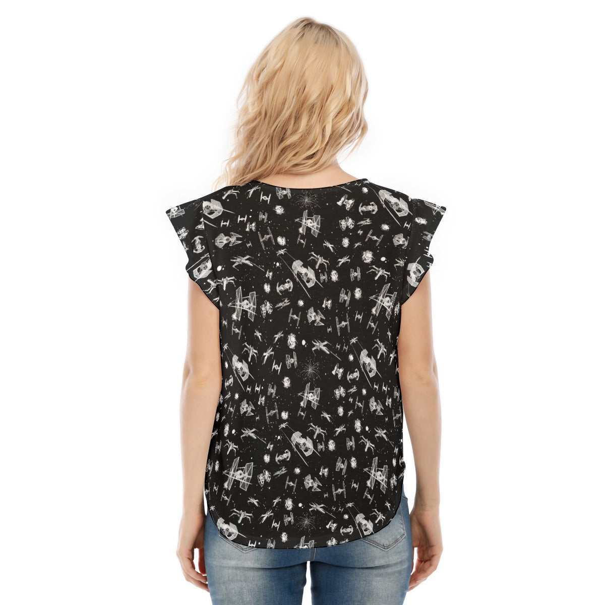 Epic Space Battle Ships - Women’s Flutter Sleeve Top