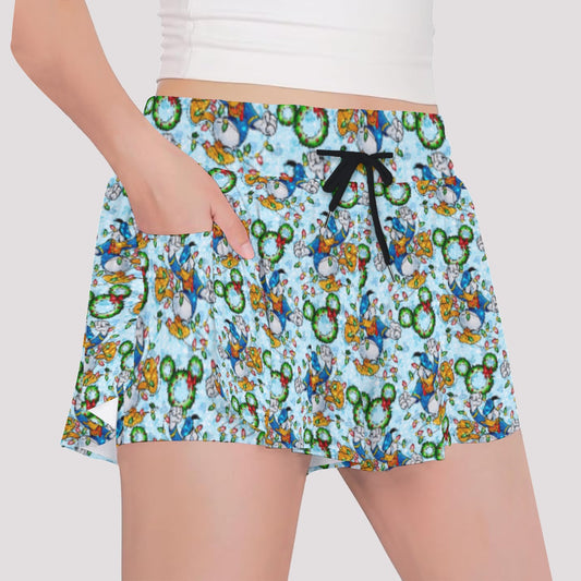 Duck’s Holiday Lights Tangleghts - Girls’ Flowy Pocket Shorts