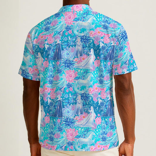 Ice Queen Frosted Florals - Men’s Cotton-Rich Button Up Shirt