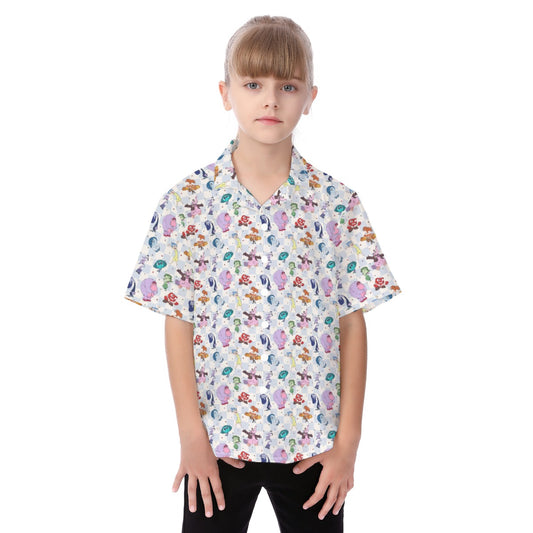Blue Check Emotional Spectrum - Kid's Hawaiian Button Up Shirt