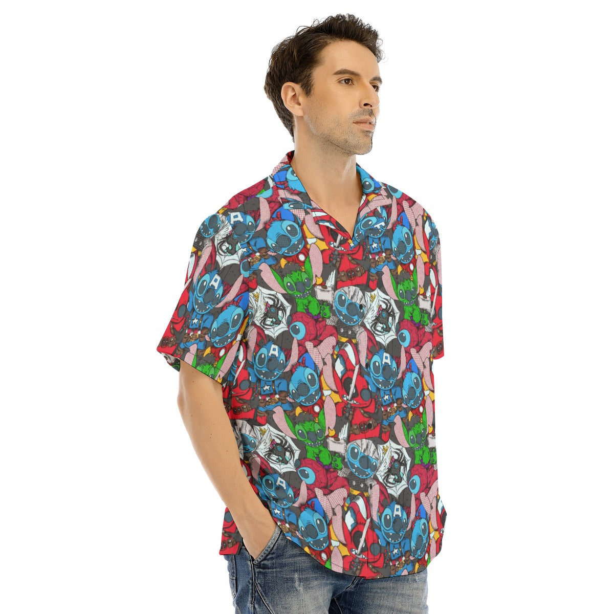 Superhero Stitch - Heroes Assembled - Men's Hawaiian Button Up Shirt