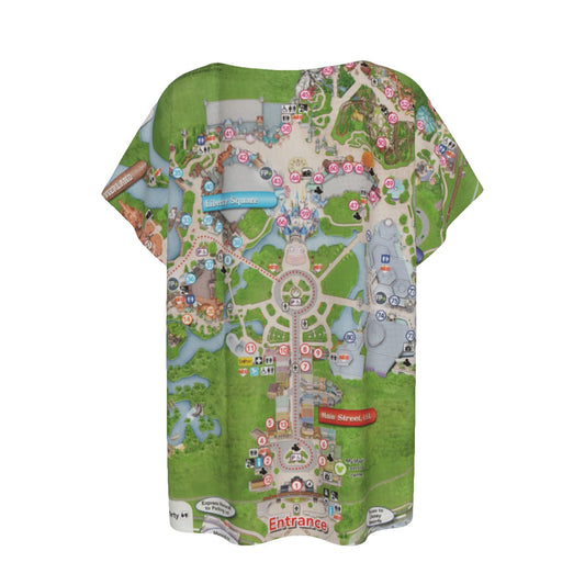 Vibrant Fantasy Park Map - Women’s Relaxed Fit Scoop Tee