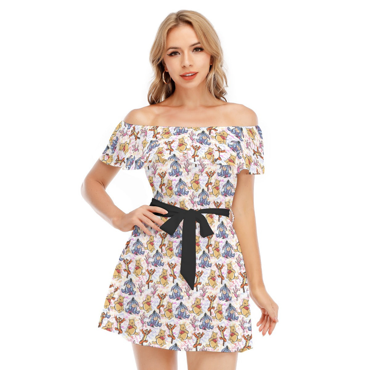 Beloved Forest Friends Sketch Autographs - Women's Off-shoulder Ruffle Dress