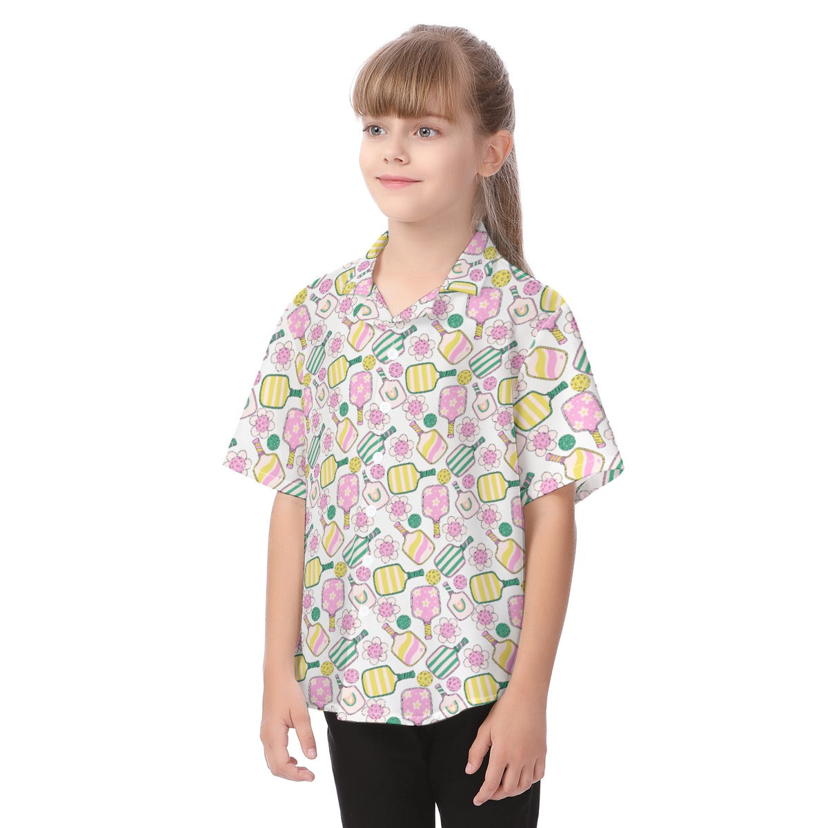 Pretty Pickleball Paddles - Kid's Hawaiian Button Up Shirt