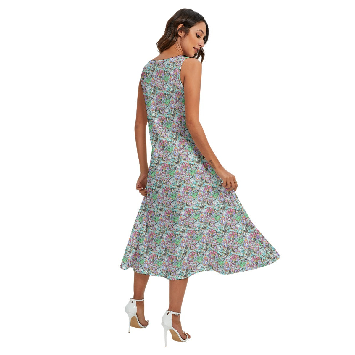 Tattoo Hearts Spooky Crew - Women’s Diagonal Pocket Midi Dress