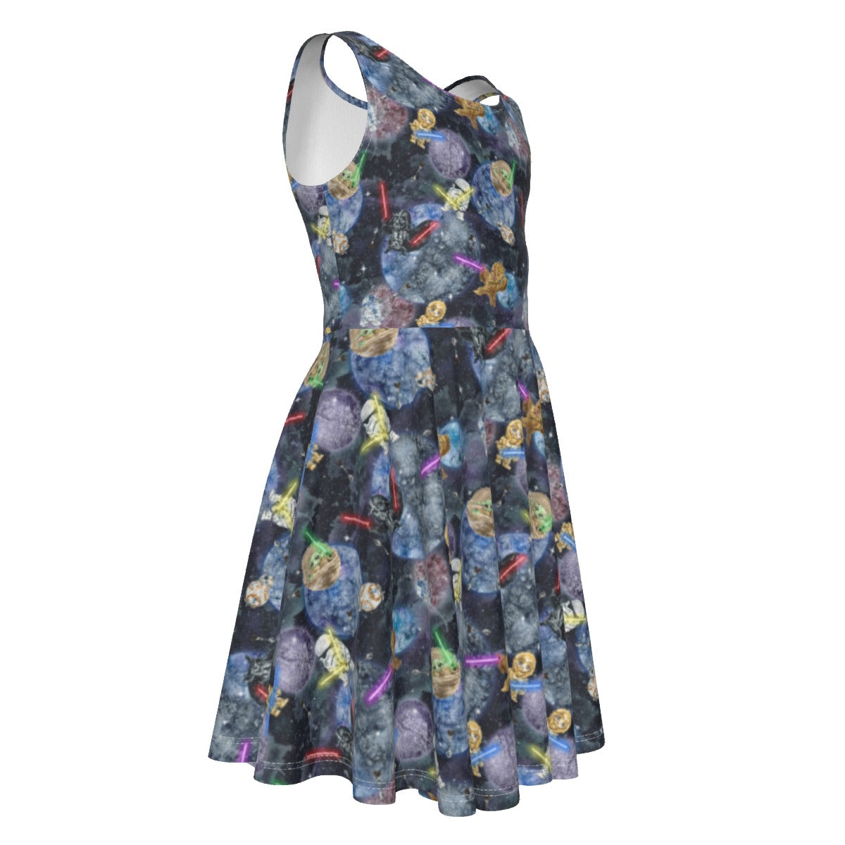 Watercolor Cosmic Battle - Kid's Sleeveless Skater Dress