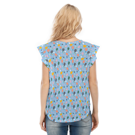 Pickleball and Cocktails - Women’s Flutter Sleeve Top