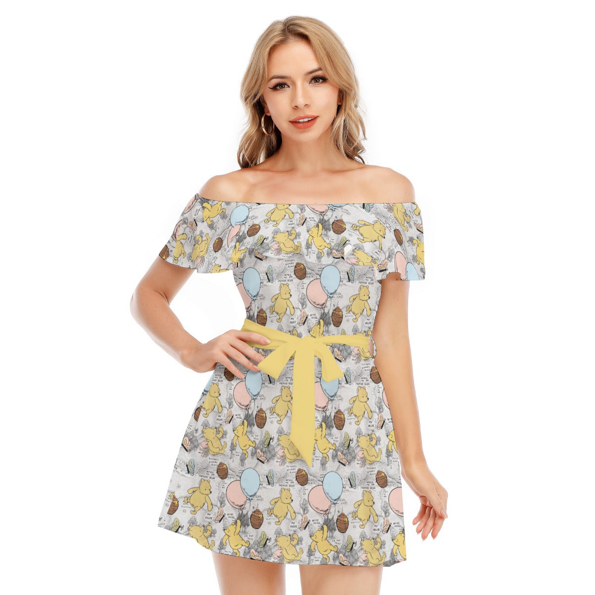 Silly Old Bear - Women's Off-shoulder Ruffle Dress