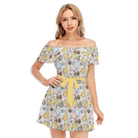 Silly Old Bear - Women's Off-shoulder Ruffle Dress