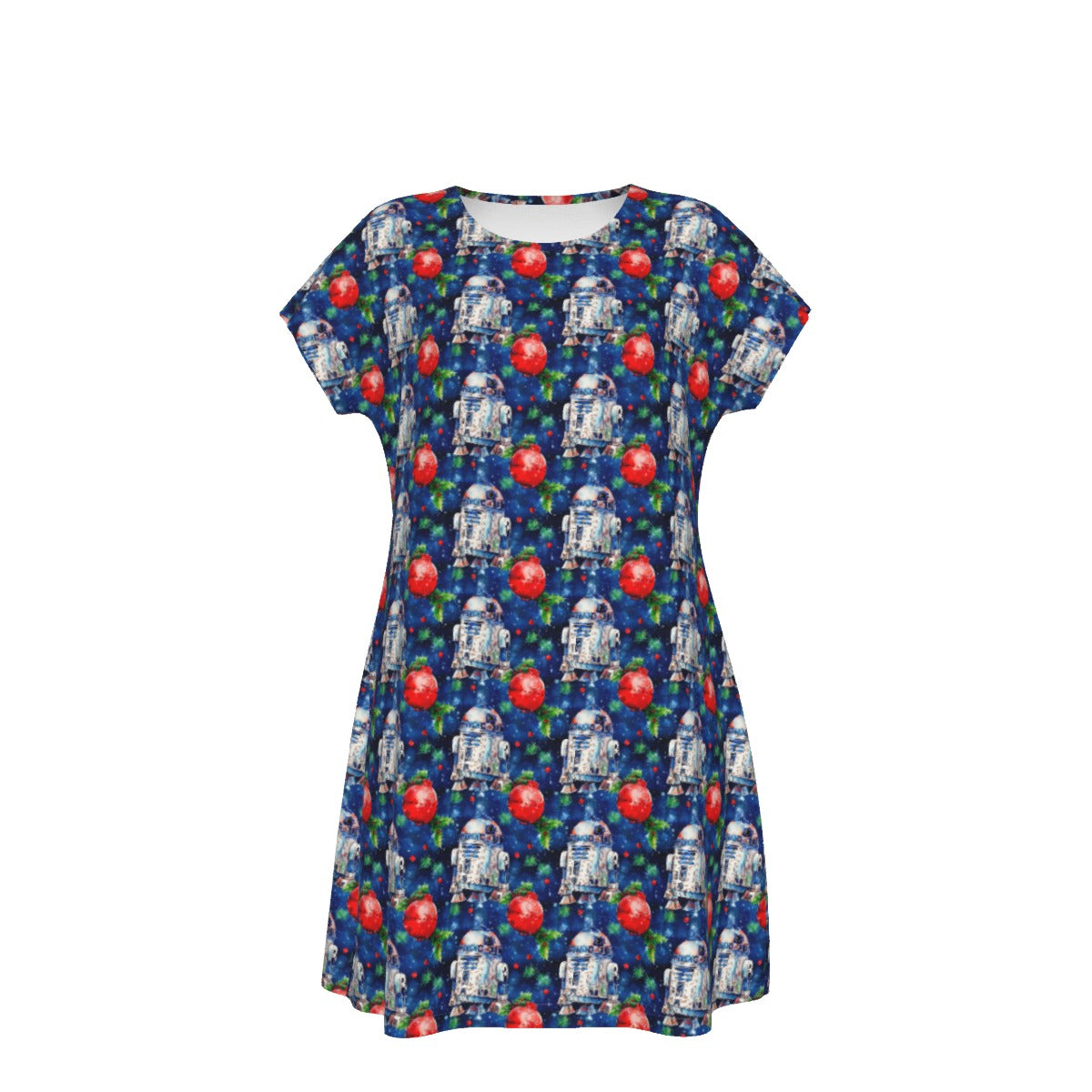 Little Blue Christmas Droid - Women's T-Shirt Dress