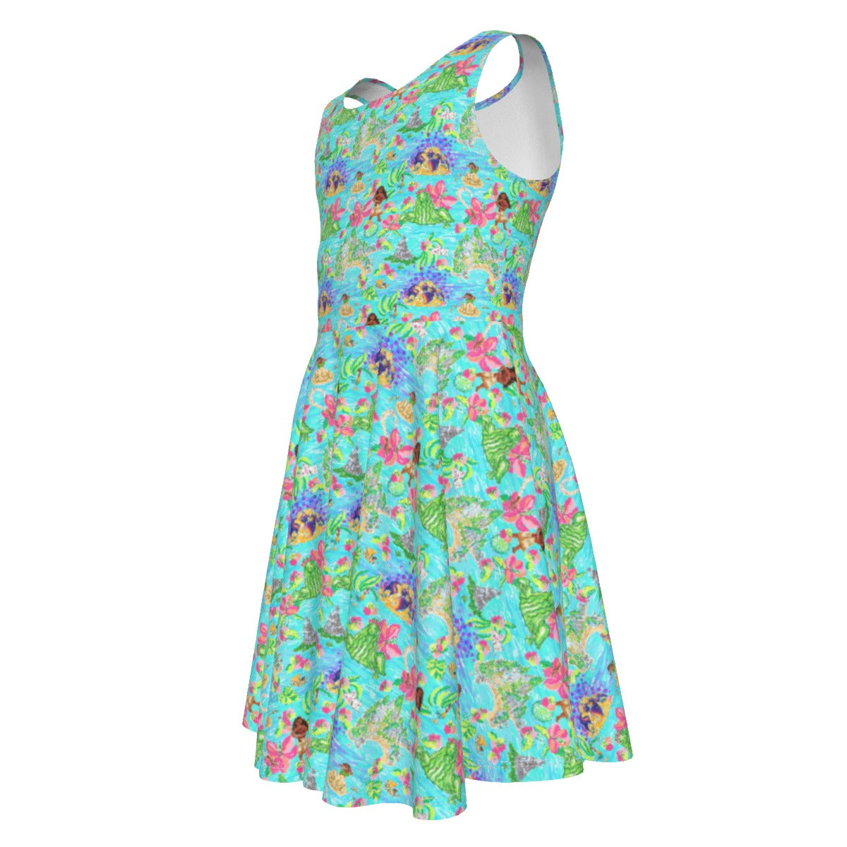 Tropical Island Paradise - Kid's Sleeveless Skater Dress