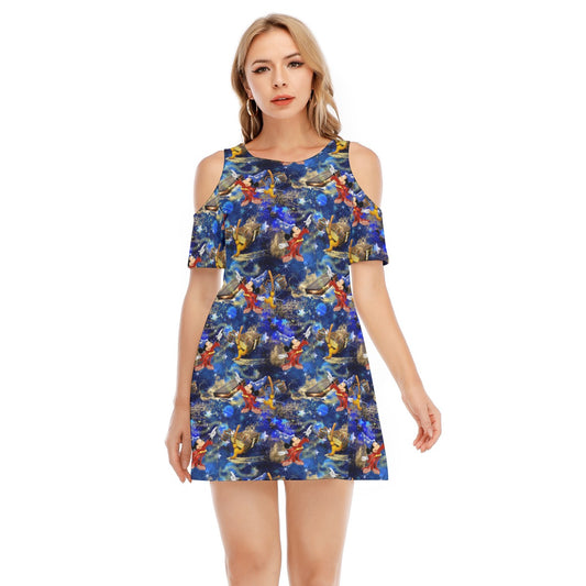 Enchanted Broom Magic - Women's Cold Shoulder Cotton Dress