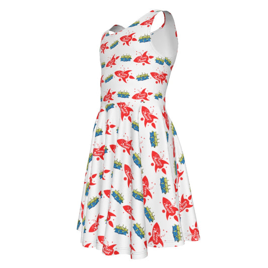 Galactic Rocket Party - Kid's Sleeveless Skater Dress