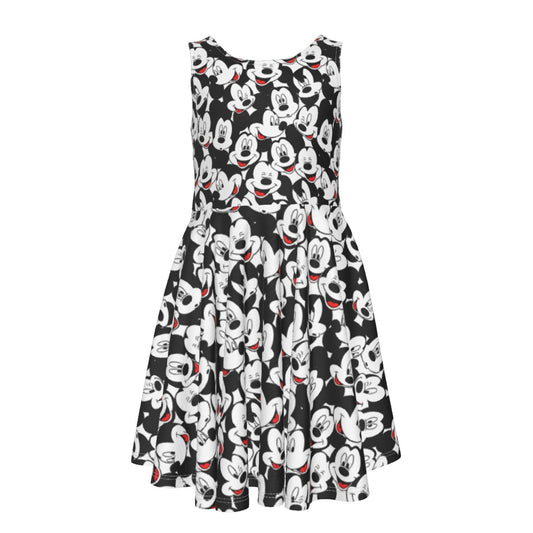 Many Faces of Classic Mouse - Kid's Sleeveless Skater Dress
