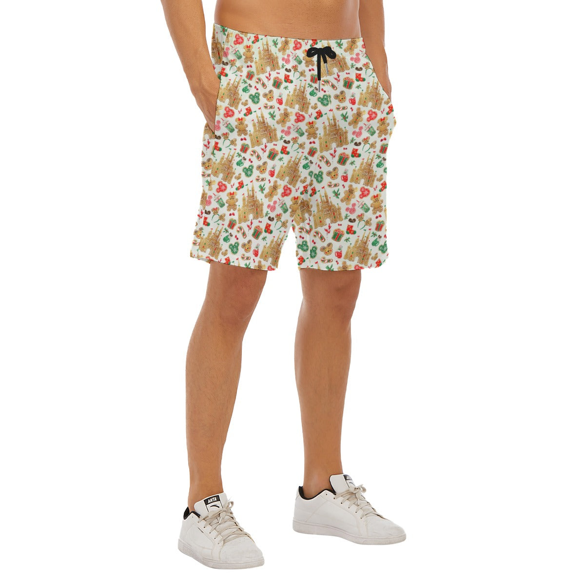 Gingerbread Castle Holiday Treats - Men’s Pocket Beach Shorts