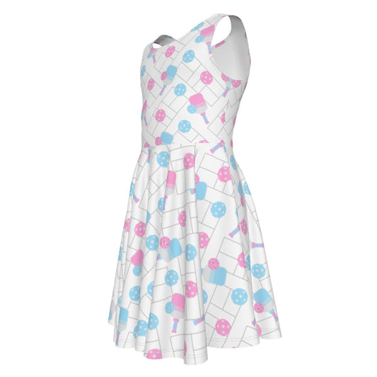 Pickleball Court Spin - Kid's Sleeveless Skater Dress