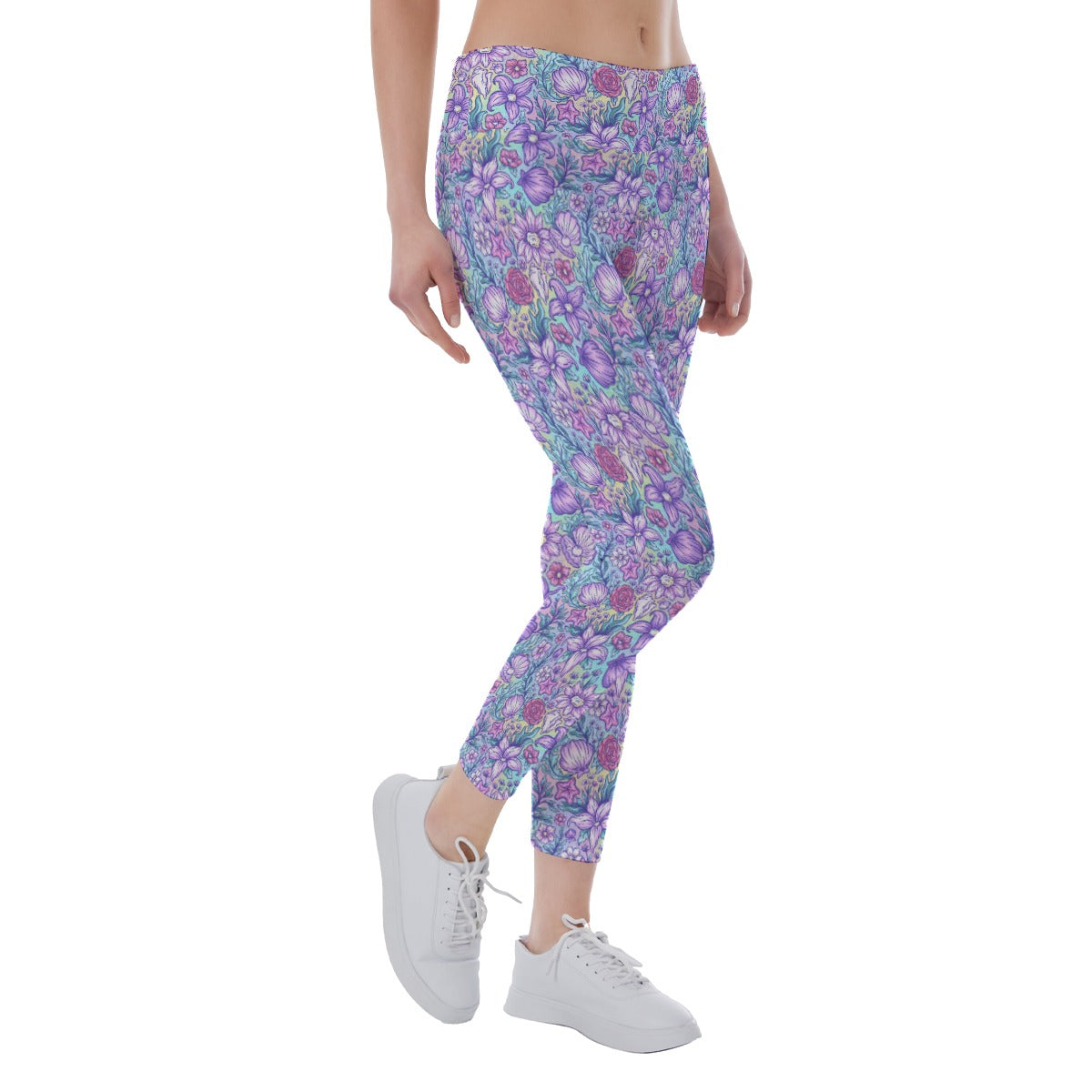 Fairytale Florals – Mermaid Princess - Women's Yoga Leggings