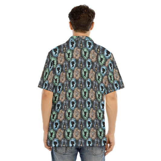 Starry Flight Silhouettes - Men's Hawaiian Button Up Shirt